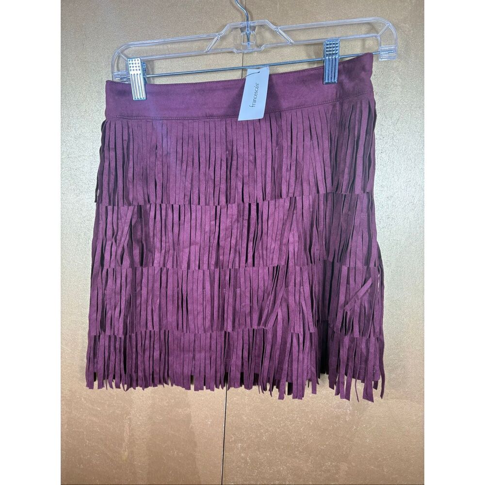 Alya Woman’s NWT Fringe Mini Faux Suede Cowgirl Skirt Western Ranch size S